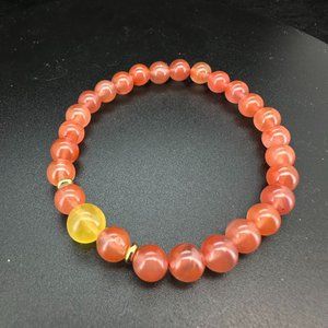 6.5mm Agate_+7.5mm Amber Bracelet